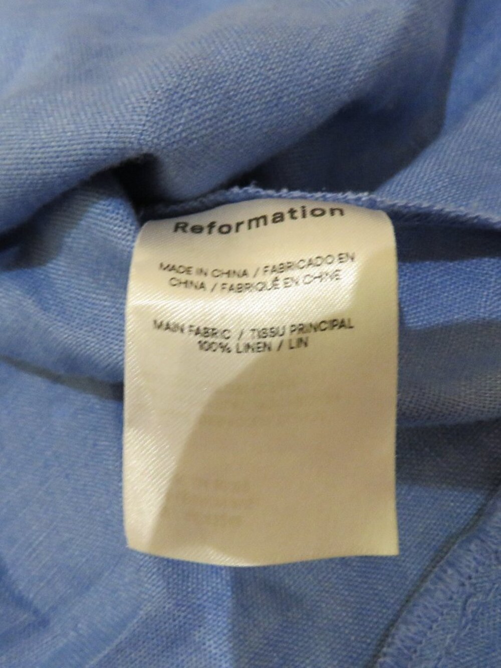 REFORMATION Desiree Linen Mini Dress Dusk Blue US 6 Coquette Smocked - Picture 13 of 13